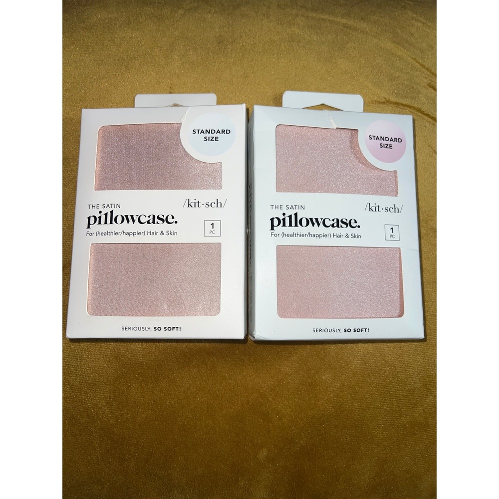 Kitsch Satin Pillowcase Set of 2 Blush Pink Standard Size Invisible Zip Closure